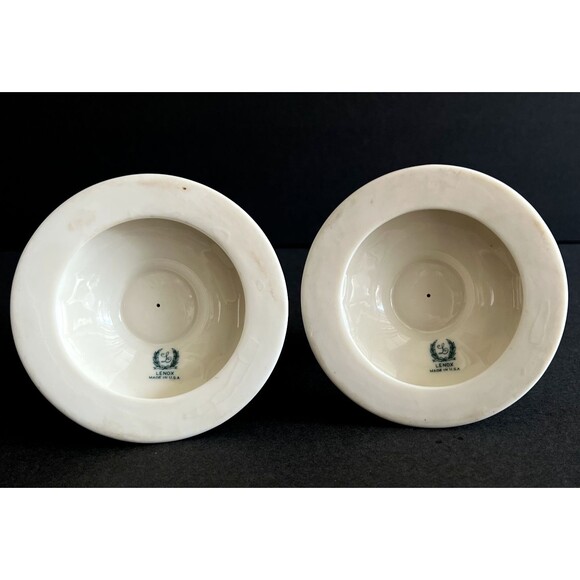 Vtg Lenox Ivory Raised Design Taper Candle Holders Lot of 2 Blue Label 3.25 In - Picture 6 of 6